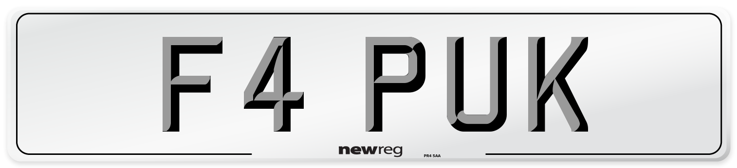F4 PUK Number Plate from New Reg